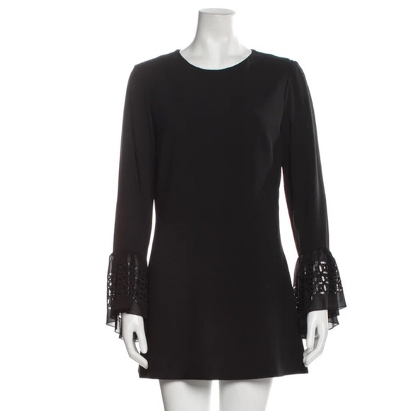 Yves Saint Laurent Black Dress with Lace Sleeves - cruiseboatoman.com
